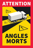 ANGLES MORTS CAMION 250X170MM ADHESIF(SA LOT DE 10 ETIQUETTES